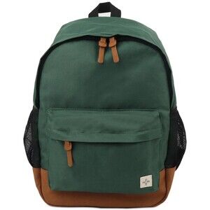 SUN + STONE Dark Green Backpack Canvas School Laptop Bookbag RILEY